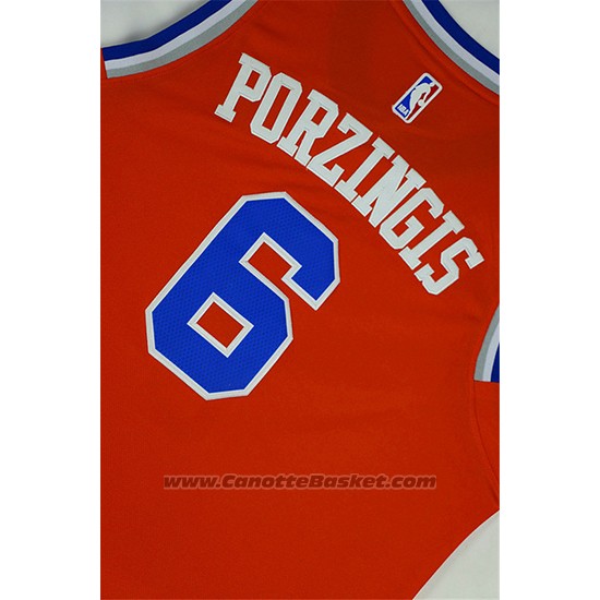 Maglia New York Knicks Kristaps Porzingis #6 Arancione
